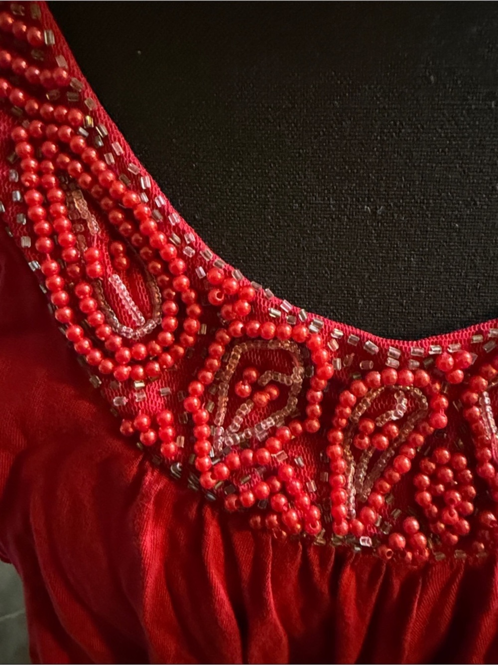 Smart Set Red Beaded Ruffle Camisole - Picture 3 of 6